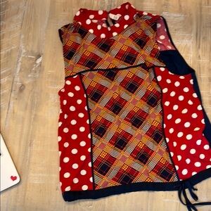 Chic Red Plaid and Polka Dot Top